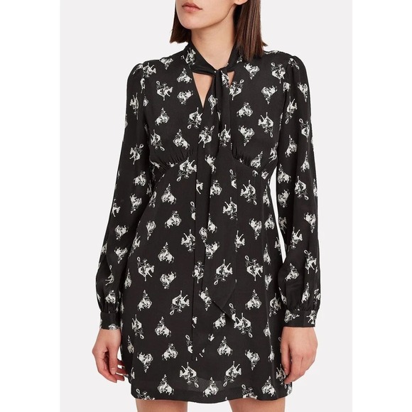 RE/DONE X Levi’s 60s Cowboy Necktie Equestrian Print Black Mini Dress Size Small - Picture 4 of 14